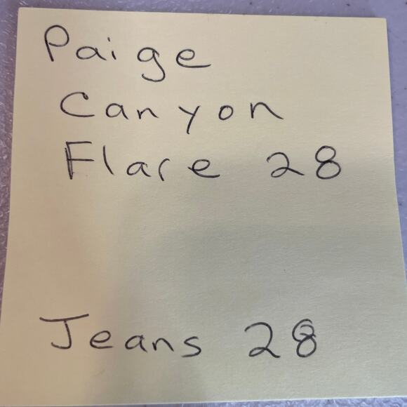Paige Canyon Medium Dark Blue Wash Flare Leg Low Rise Denim Jeans W28 - Picture 14 of 14